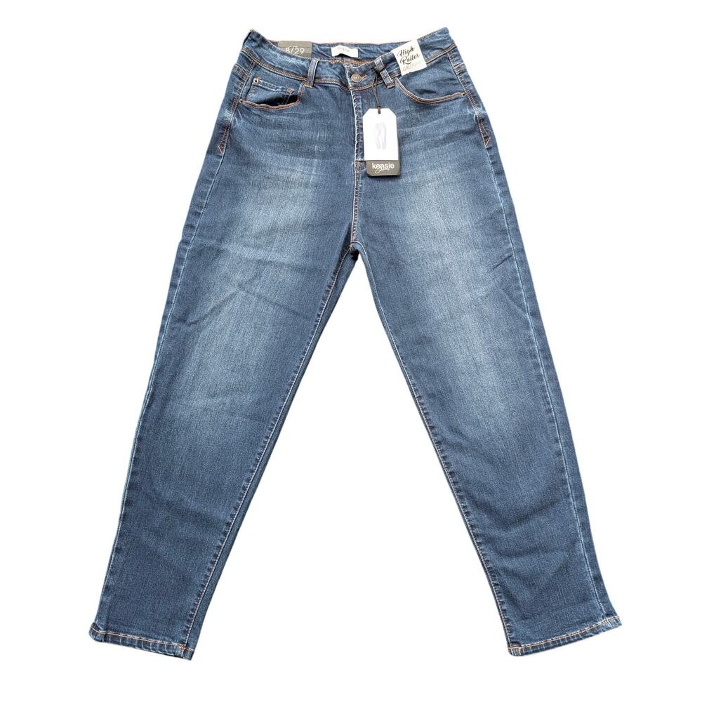 Kensie Women's Relaxed Fit High Roller Girlfriend Ankle Jeans Blue Size 8/29
